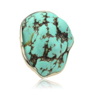 Bague boheme assymétrique bleu turquoise reglable
