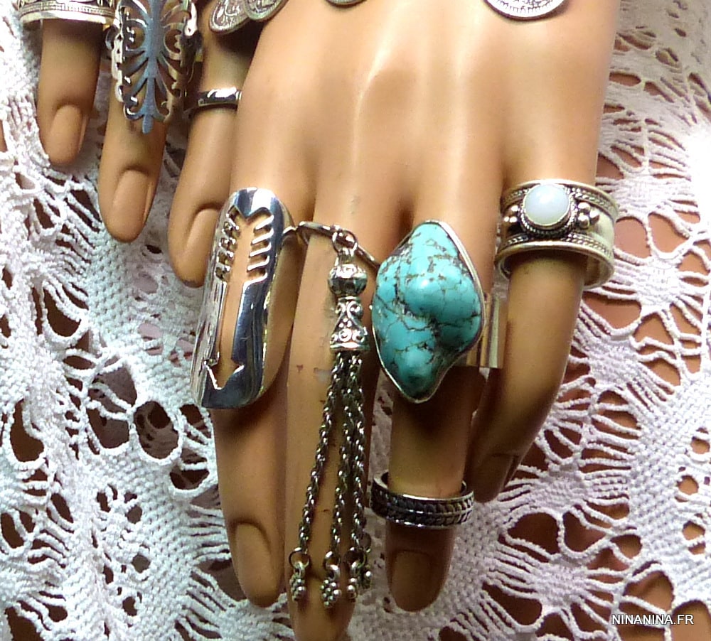 Bague pierre de lune homme ou femme manchette artisanale – Image 5