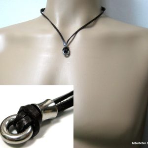 Collier homme cuir et Acier inoxydable
