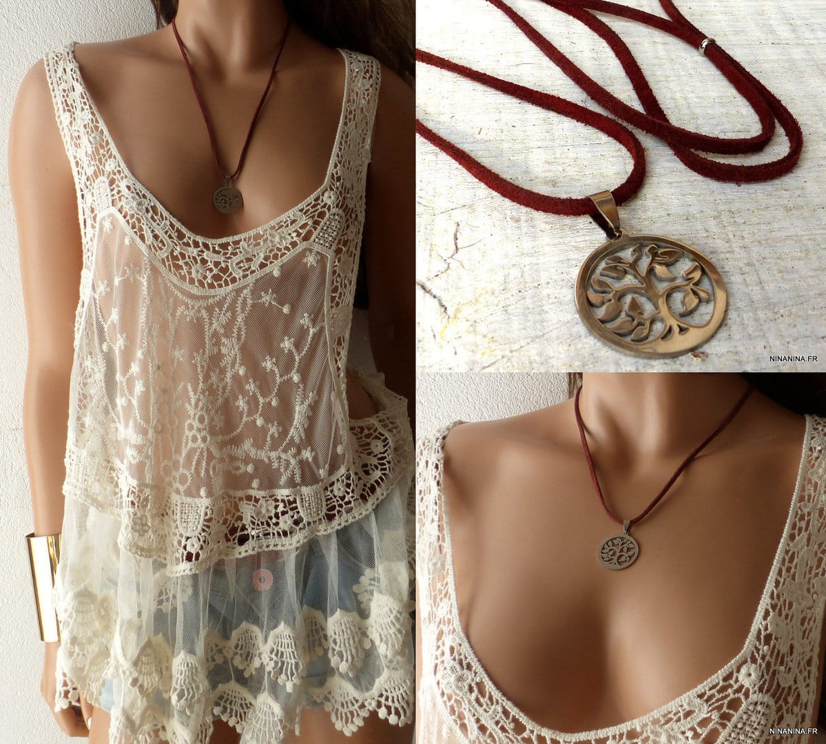 Collier Arbre de vie Acier inoxydable argenté – Image 3