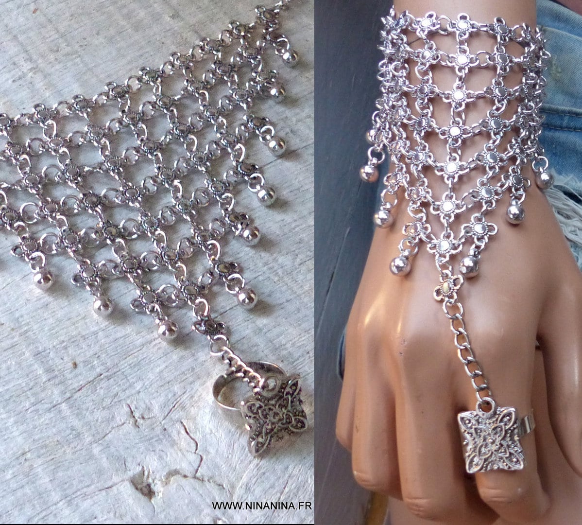 Bijou de main boheme chic – Bracelet bague ethnique – Image 5