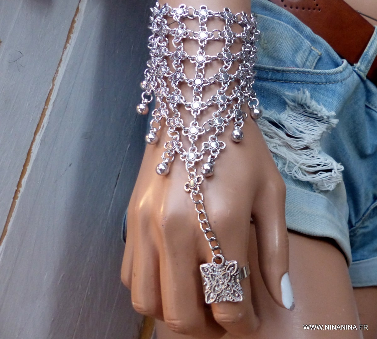 Bijou de main boheme chic – Bracelet bague ethnique – Image 9