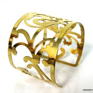 Bracelet Manchette femme métal doré filigrané