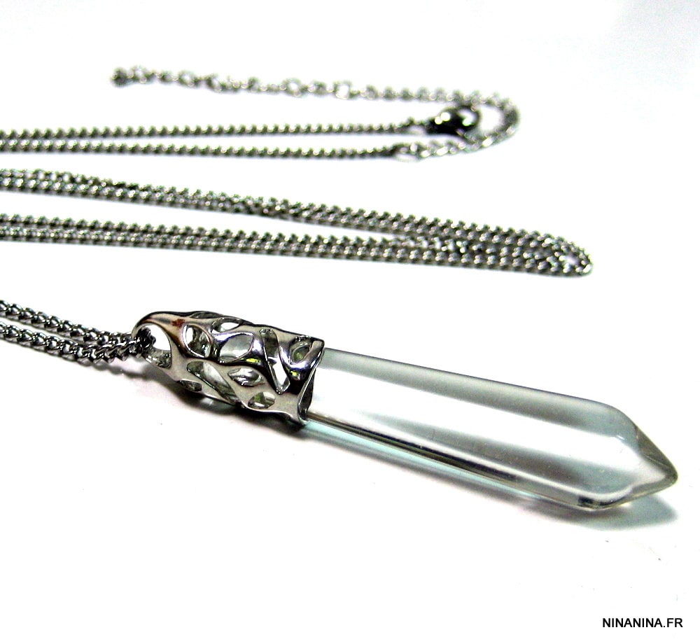 Collier long quartz et Acier inoxydable – Image 4
