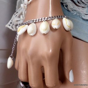 Bracelet coquillages cauris femme chaine acier inoxydable