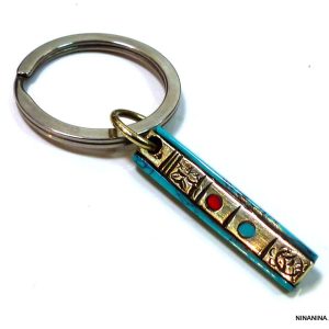 Porte clé porte bonheur homme amulette turquoise