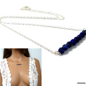 Collier trapèze Argent 925 massif lapis lazuli