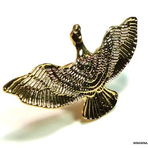 Bague ethnique oiseau métal doré