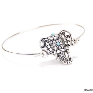 Bracelet bohème éléphant magnésite turquoise