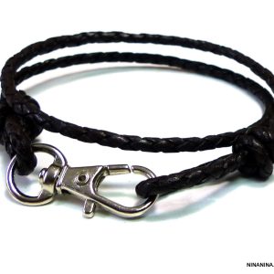 Bracelet 2 tours cuir tressé