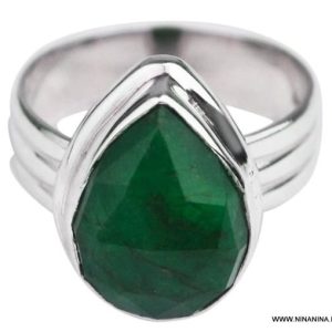 Bague Emeraude verte forme poire Argent 925 massif