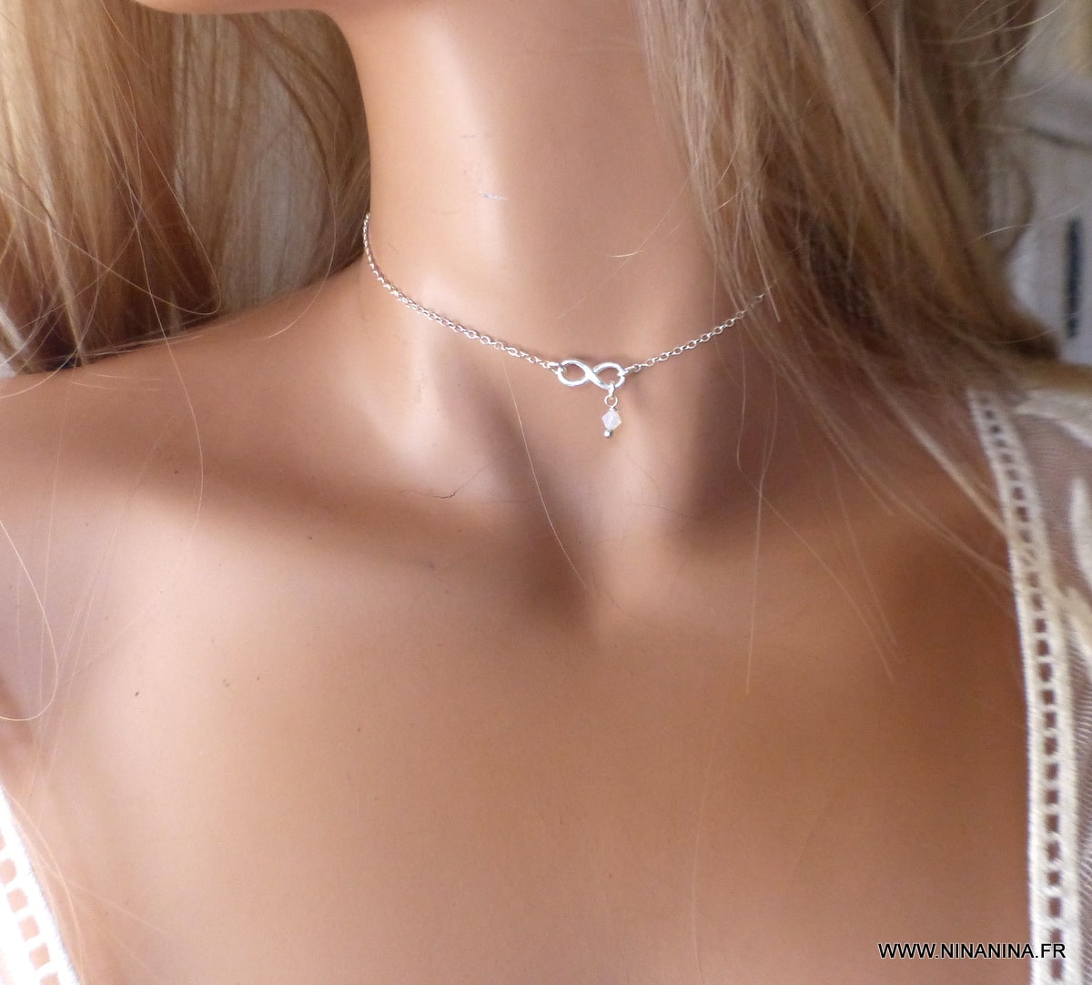 Collier infinity swarovski ras de cou argent 925 – Image 8