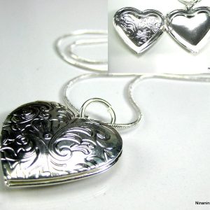 Collier photo coeur Argent plaqué pendentif gravé