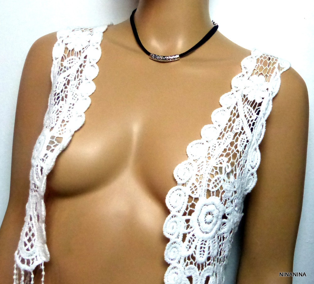 Collier cordon suedine perle tube métal argenté – Image 9