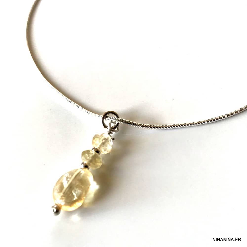 Bijou cheville Argent 925 massif pendentif citrine femme – Image 9