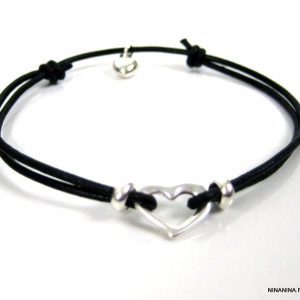 Bracelet cordon Cuir Argent 925 massif