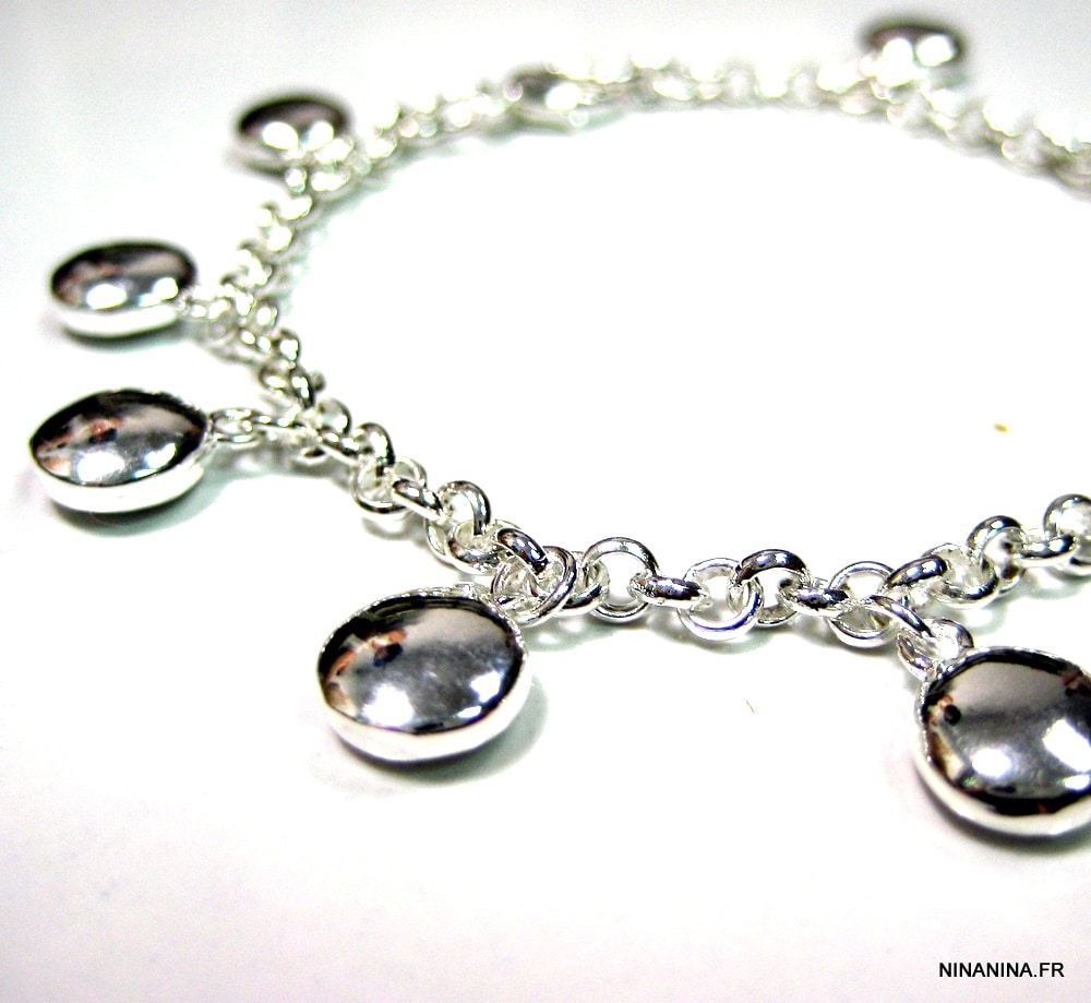 Bracelet Chaîne Femme Plaqué Argent avec Sequins Ronds Plats – Bijou Artisanal Fait Main en France – Image 6