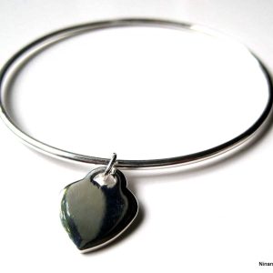 Bracelet jonc coeur plaqué Argent