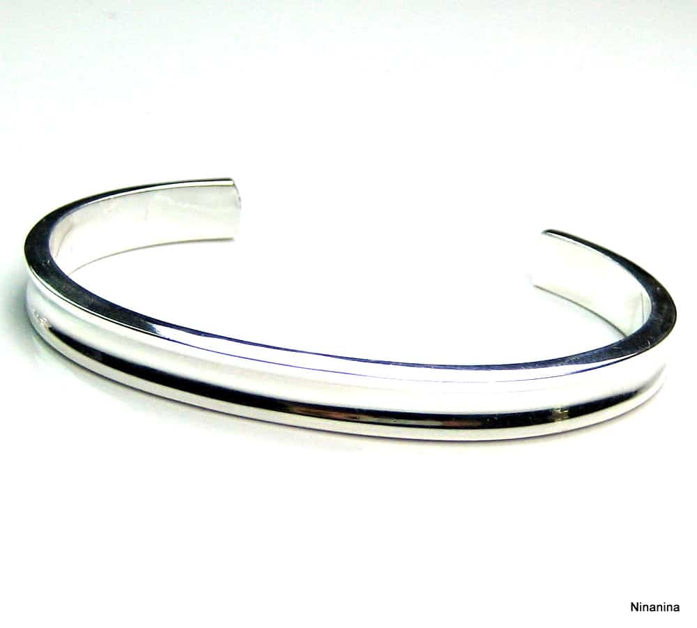 Bracelet jonc femme argent plaquĆ© ouvert 10 mm large ā Image 3