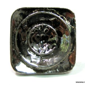 Bague fantaisie métal argenté carrée ajustable