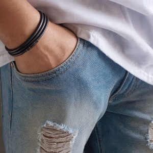 Bracelet 3 Tours Cuir Artisanal Pour Homme Avec Fermoir Aimanté En Acier Inox