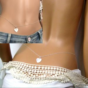Collier pour ventre Argent 925 coeur nacre – chaine de taille