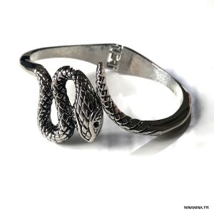 Jonc serpent femme motif écailles – Bracelet ouvert