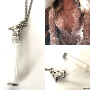 Pendentif parfum fiole en verre miniature – collier original