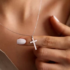 Collier Croix Argent Femme Pendentif 925 Fin