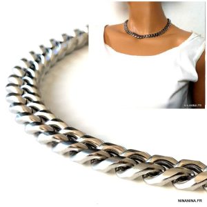 Collier maille gourmette femme Acier inoxydable