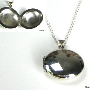 Collier court pendentif rond porte photo Argent 925