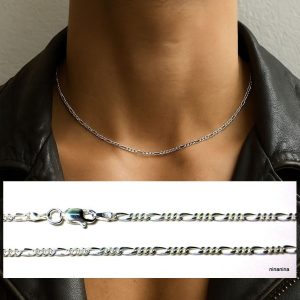 Chaine fine argent 925 homme ou femme maille figaro 3mm de large