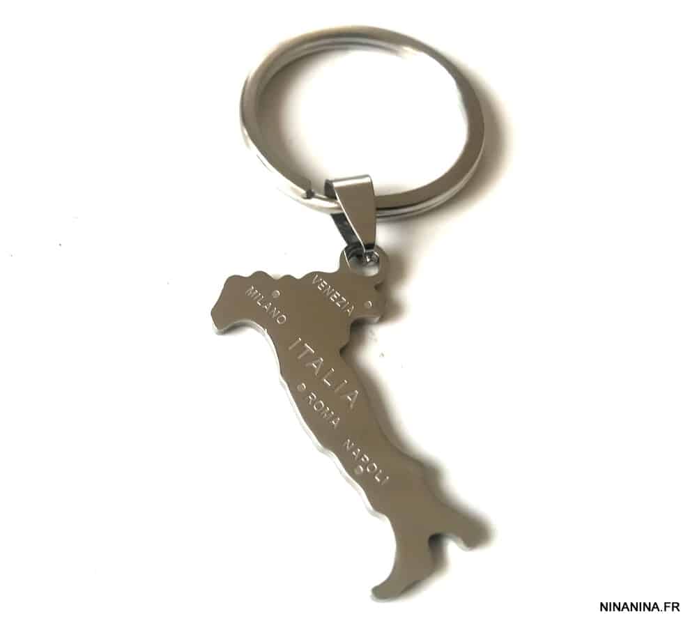 Porte clé Italie pendentif carte Acier inoxydable argenté – Image 4