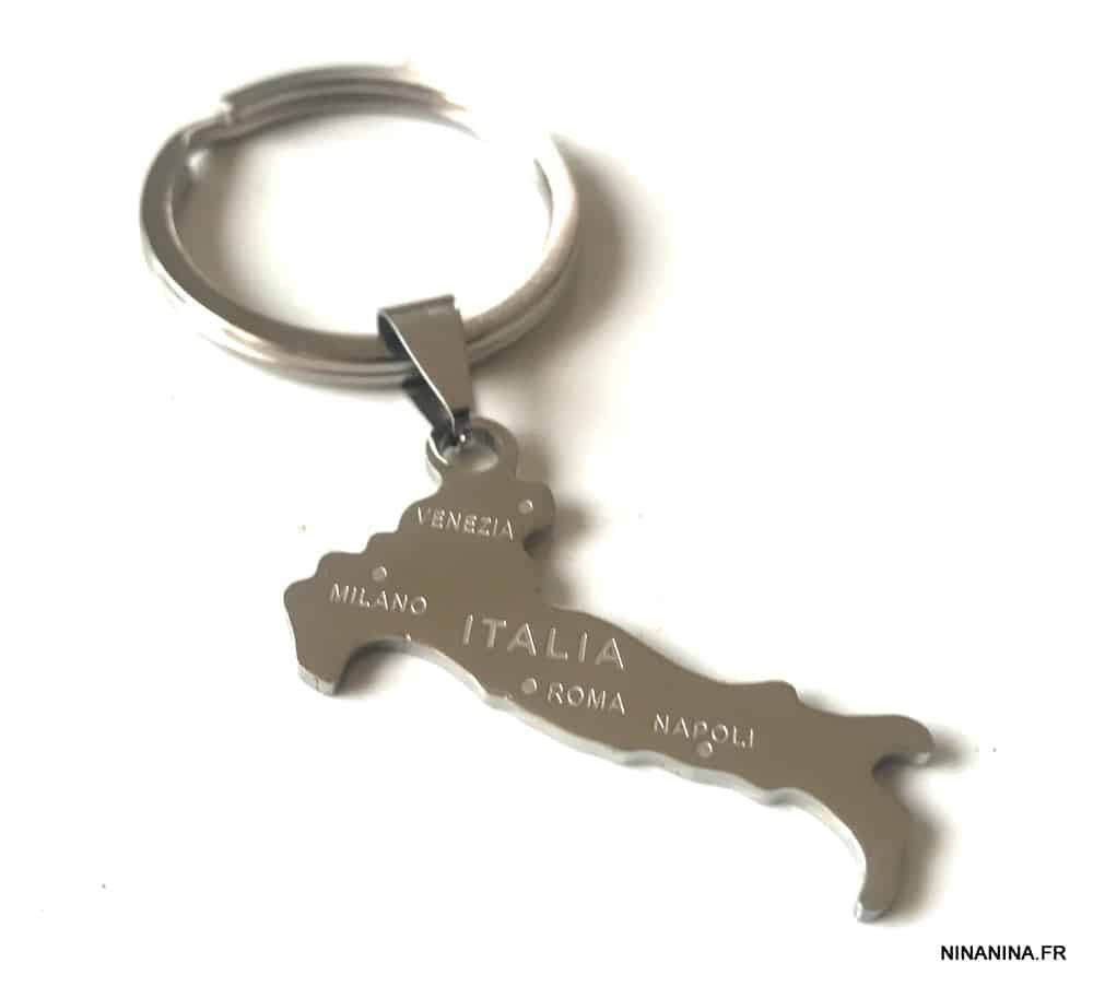 Porte clé Italie pendentif carte Acier inoxydable argenté – Image 5
