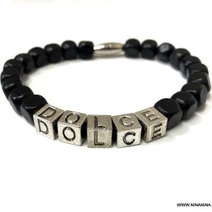 Bracelet bois personnalisé perles carrées homme