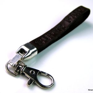 Porte clé papa personnalisé lanière en cuir