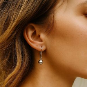 Boucles d’oreilles boules en argent 925 massif – Dormeuses artisanales pour femme