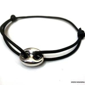 Bracelet grain de café homme Argent 925 cordon
