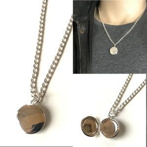 Collier photo homme pendentif rond Argent plaqué