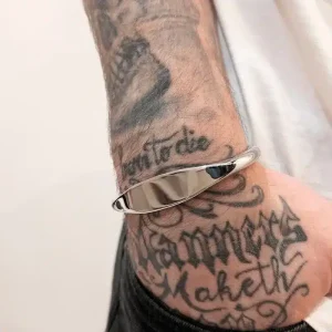 Bracelet Jonc Argent 2 boules Homme ouvert réglable