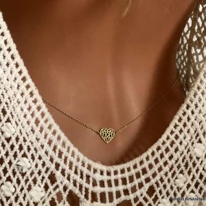 Chaine de taille coeur origami Acier inoxydable doré