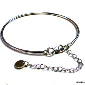Bracelet Jonc Minimaliste en Argent 925 pour Femme Réglable Fait Main – Fil Rond Fin