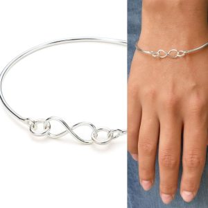 Bracelet Jonc Fin Femme en Argent 925 – Signe Infini Épuré, Bijou Élégant et Intemporel