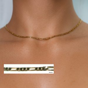 Chaine Plaqué Or homme 45 cm maille figaro pas cher