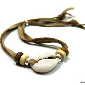 Bracelet avec coquillage cauri Argent 925 sur cordon