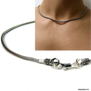 Chaine ethnique argent maille serpent homme avec fermoir crochet 52 cm