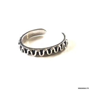 Bague de phalange Argent 925 massif motif vagues