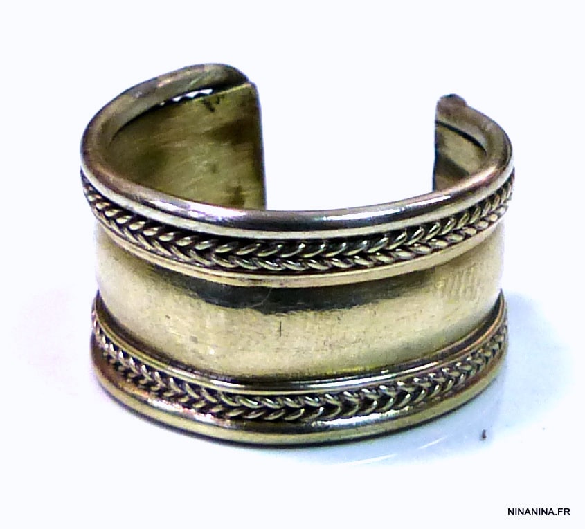 Bague homme pas cher réglable style ethnique métal argenté – Image 3