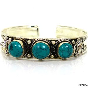 Manchette Turquoise naturelle – Bracelet artisanal