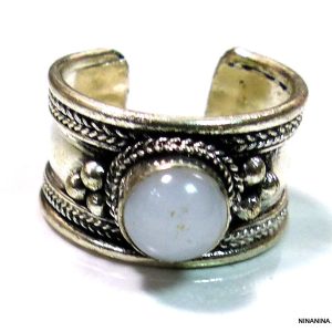 Bague pierre de lune homme ou femme manchette artisanale